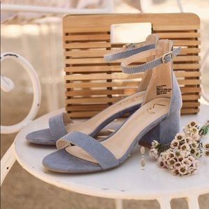 Lulus Harper Blue Suede Ankle Strap Heels (size 8)